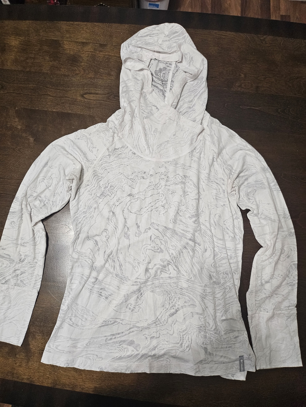 Women's White Hooded Long Sleeve Top Size Small